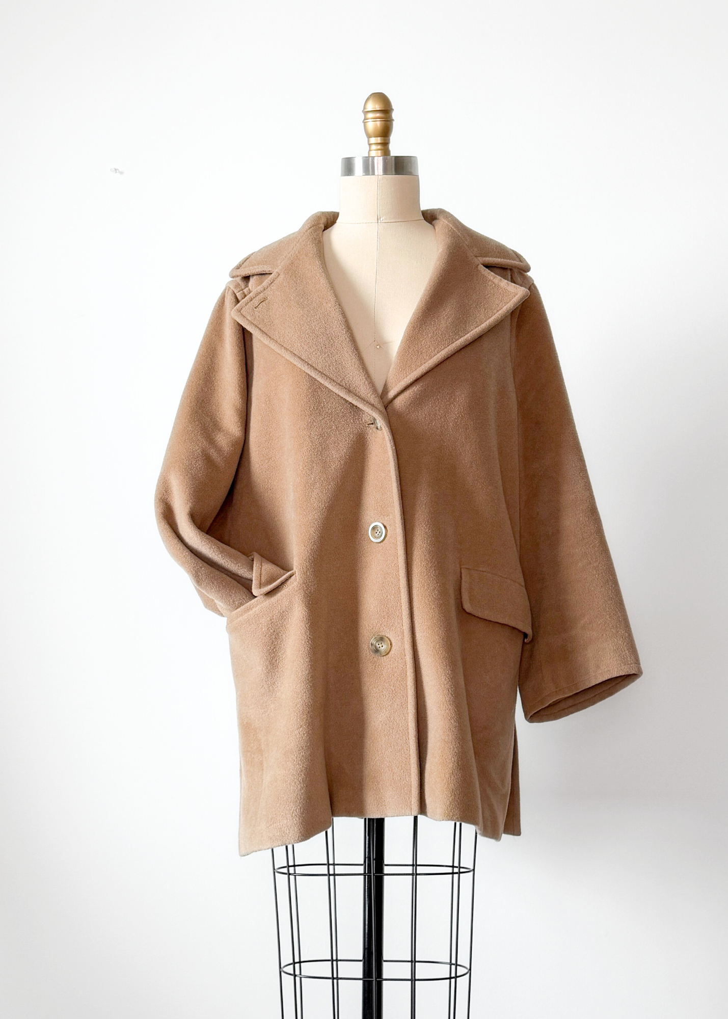 Max Mara Camel Brown Virgin Wool Mid Length Winter Coat (US 14)