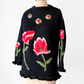 Vintage 60s 70s Mr. Thompson, Please! 100% Virgin Wool Hand Knit Floral Top (M)