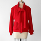 Vintage 80s Answers by Riddler Inc. Red Knit Zip Front Scarf Jacket (M)