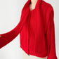 Vintage 80s Answers by Riddler Inc. Red Knit Zip Front Scarf Jacket (M)