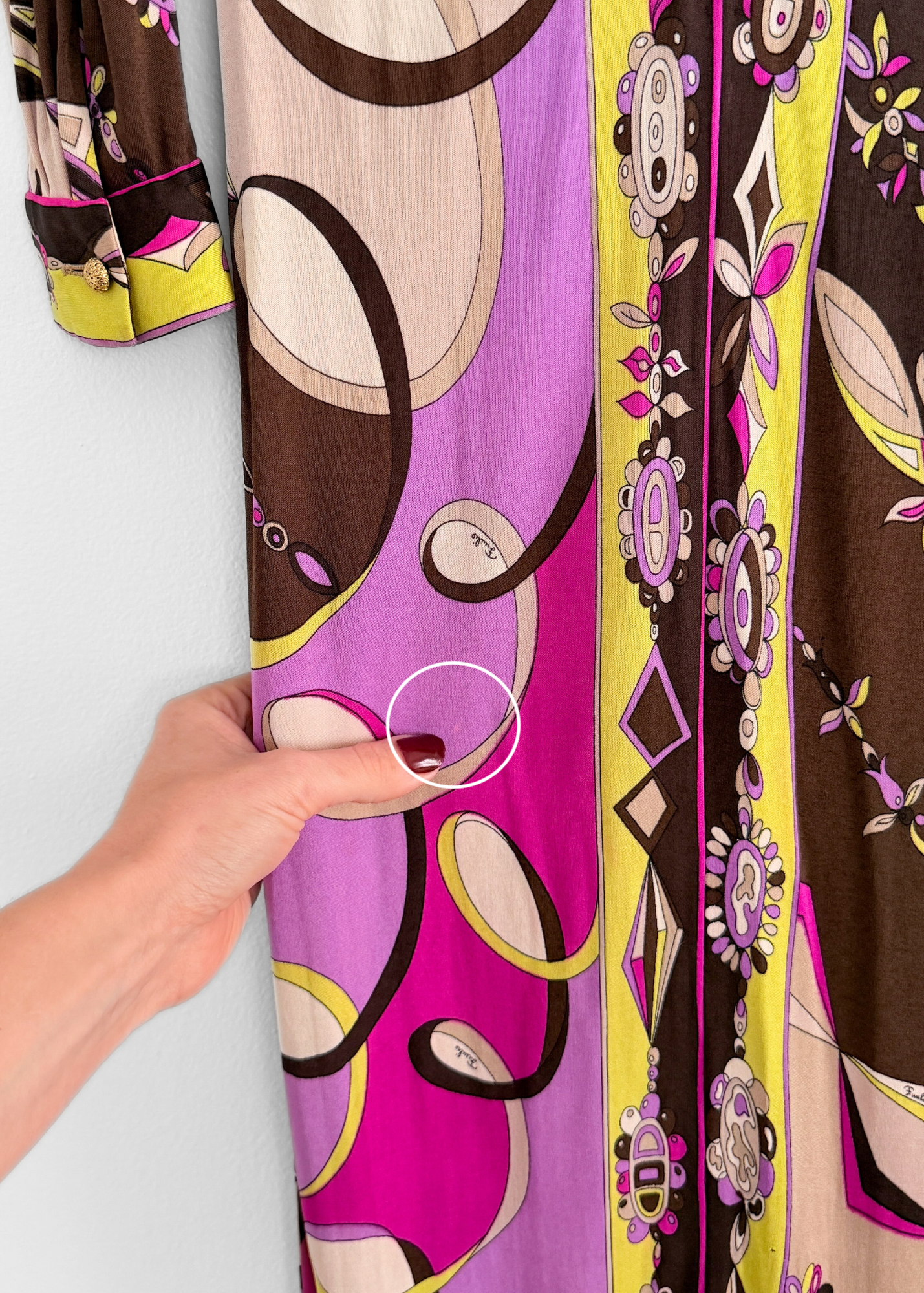 Vintage 60s Emilio Pucci Silk Purple Brown Pink Abstract Maxi Dress