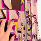 Vintage 60s Emilio Pucci Silk Purple Brown Pink Abstract Maxi Dress