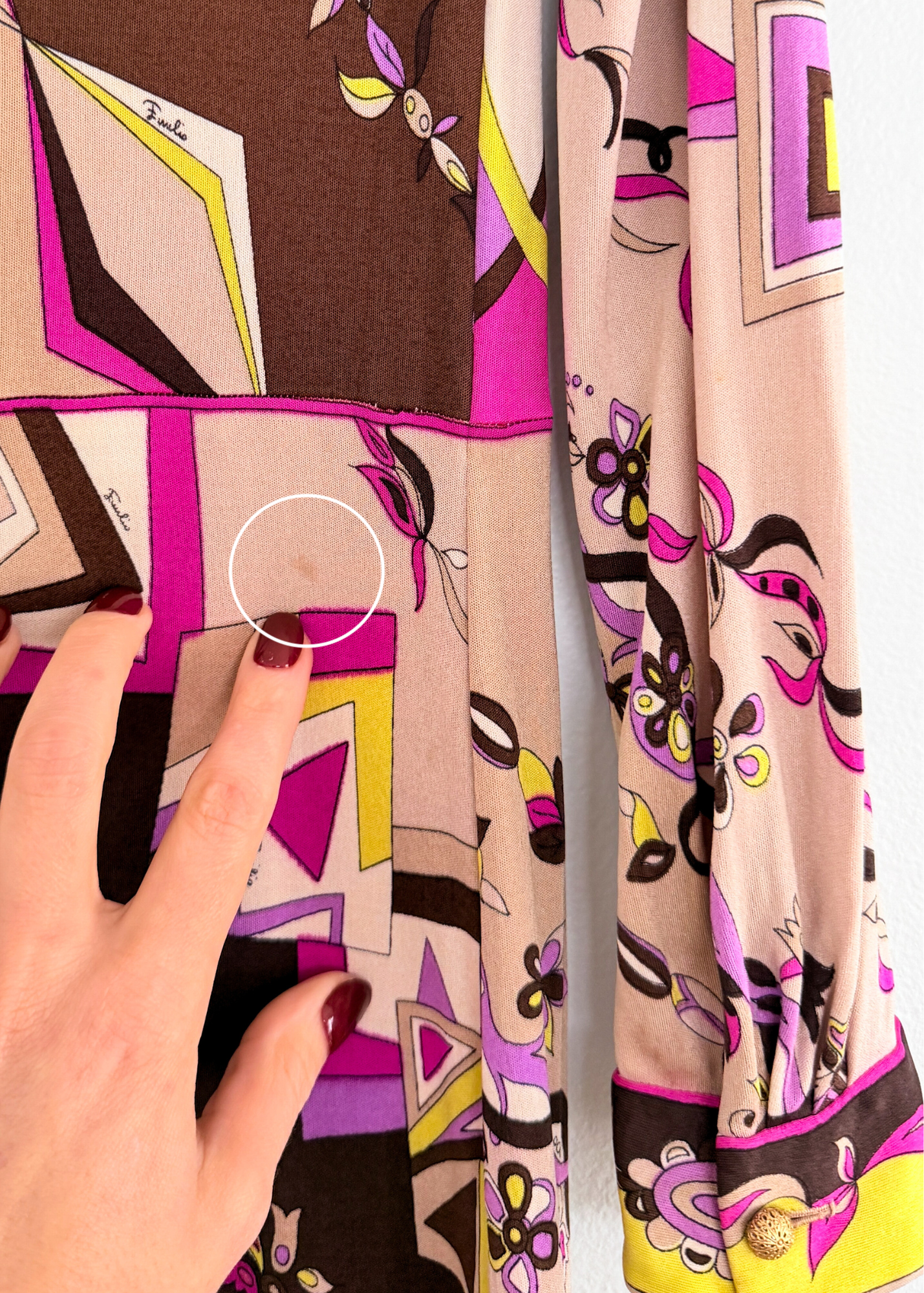 Vintage 60s Emilio Pucci Silk Purple Brown Pink Abstract Maxi Dress