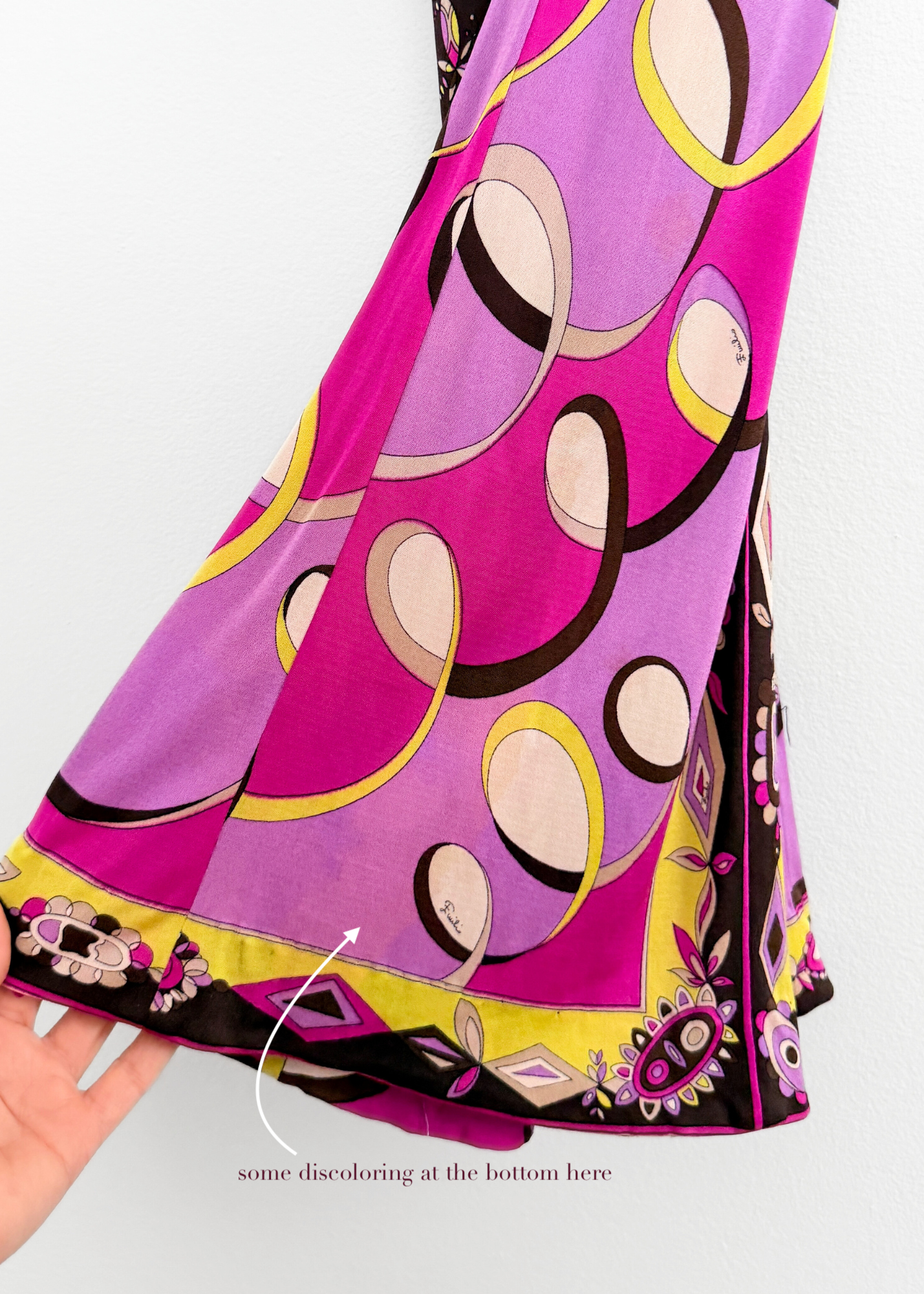 Vintage 60s Emilio Pucci Silk Purple Brown Pink Abstract Maxi Dress