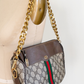 Vintage 80s Gucci Sherry Line GG Brown Shoulder Bag Purse + Gold Shoulder Chain