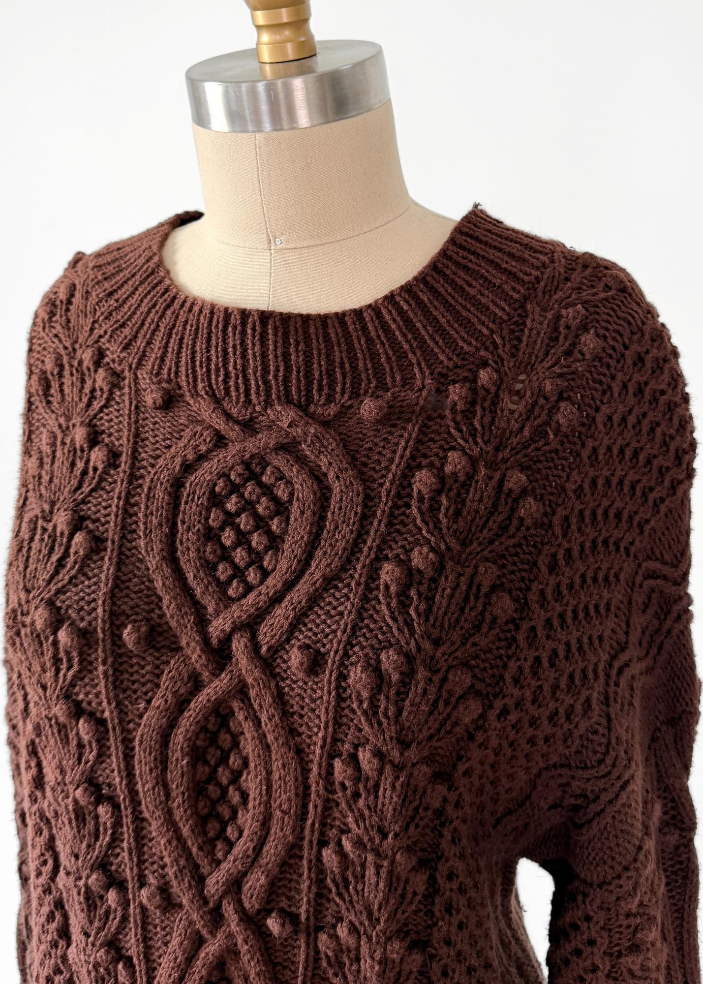 Vintage 90s Express Tricot Brown Heavy Knit Pullover (S)