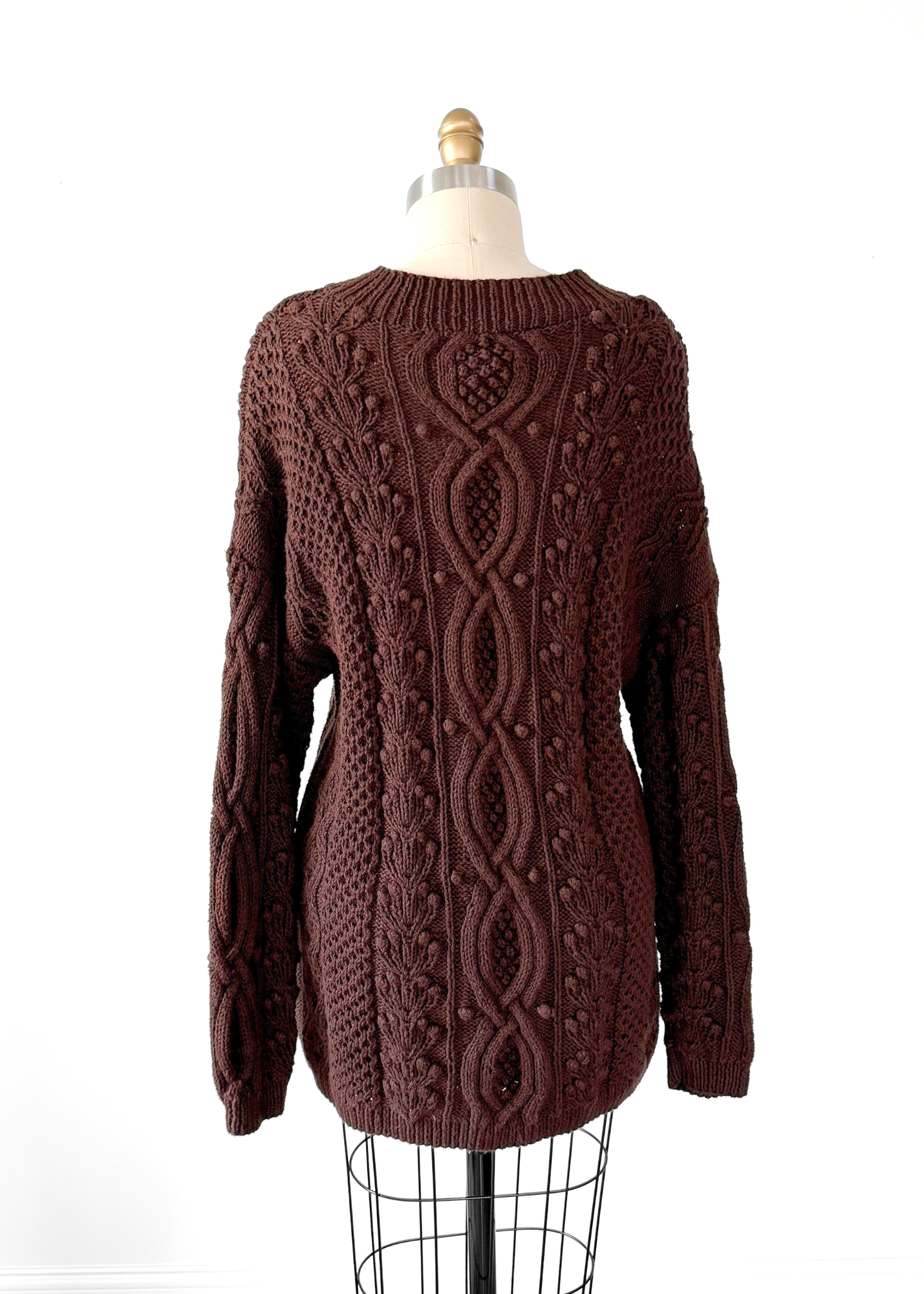 Vintage 90s Express Tricot Brown Heavy Knit Pullover (S)