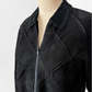 Vintage Black Suede Leather & Crochet Patchwork Zip Jacket (S/M)