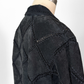 Vintage Black Suede Leather & Crochet Patchwork Zip Jacket (S/M)
