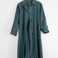 Vintage 90s Burberrys Dark Muted Teal Green Cotton Trench Coat