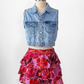 Farm Rio Light Purple Floral Ruffled Summer Mini Skirt (M)