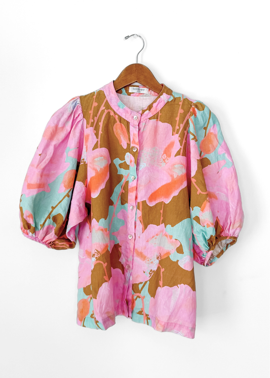 Lanhtropy Aquarela Bubble Linen Button Down Shirt (S)