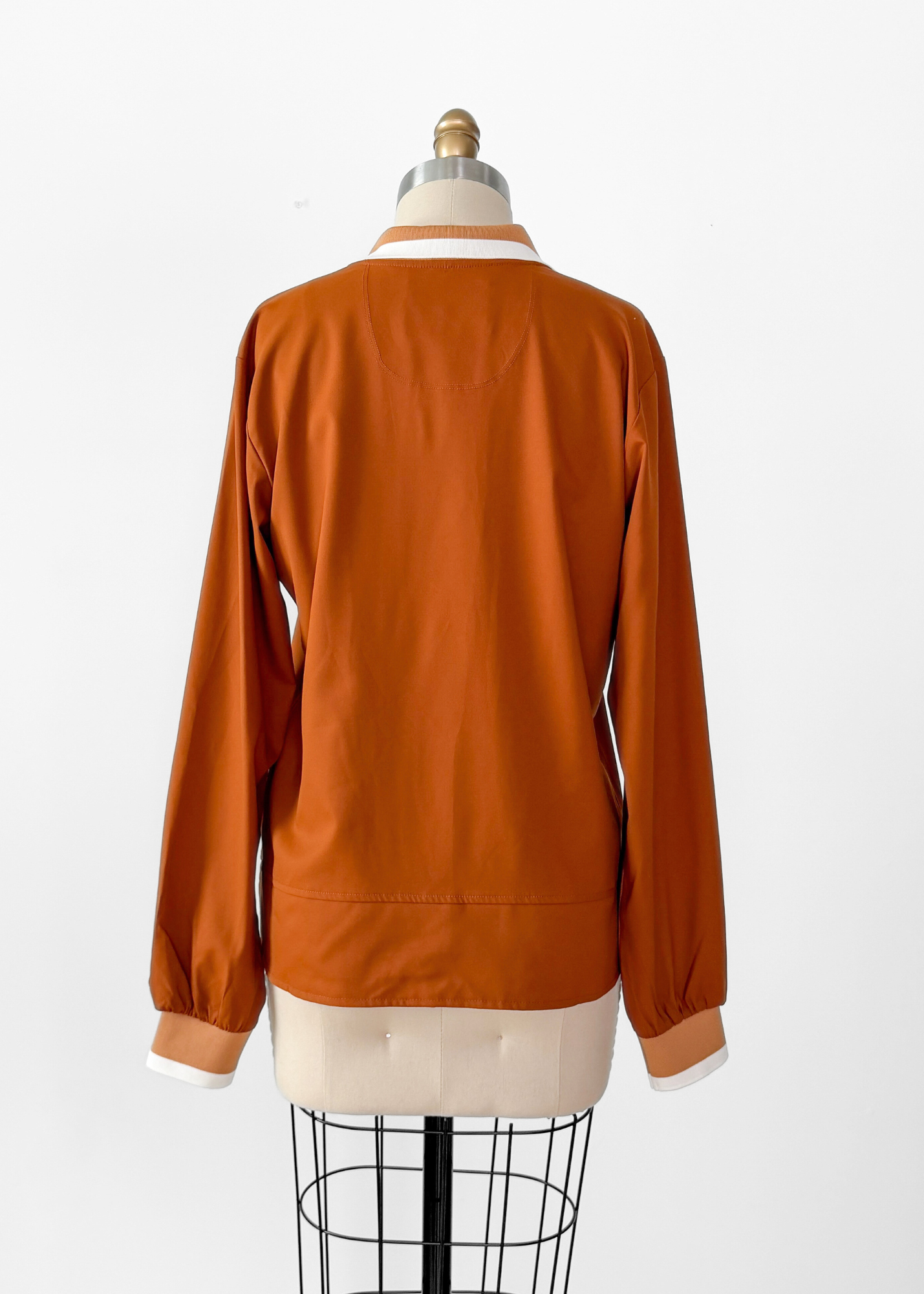 A. Putnam Long Sleeve Polo in Terra Orange Brown (M)