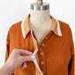 A. Putnam Long Sleeve Polo in Terra Orange Brown (M)