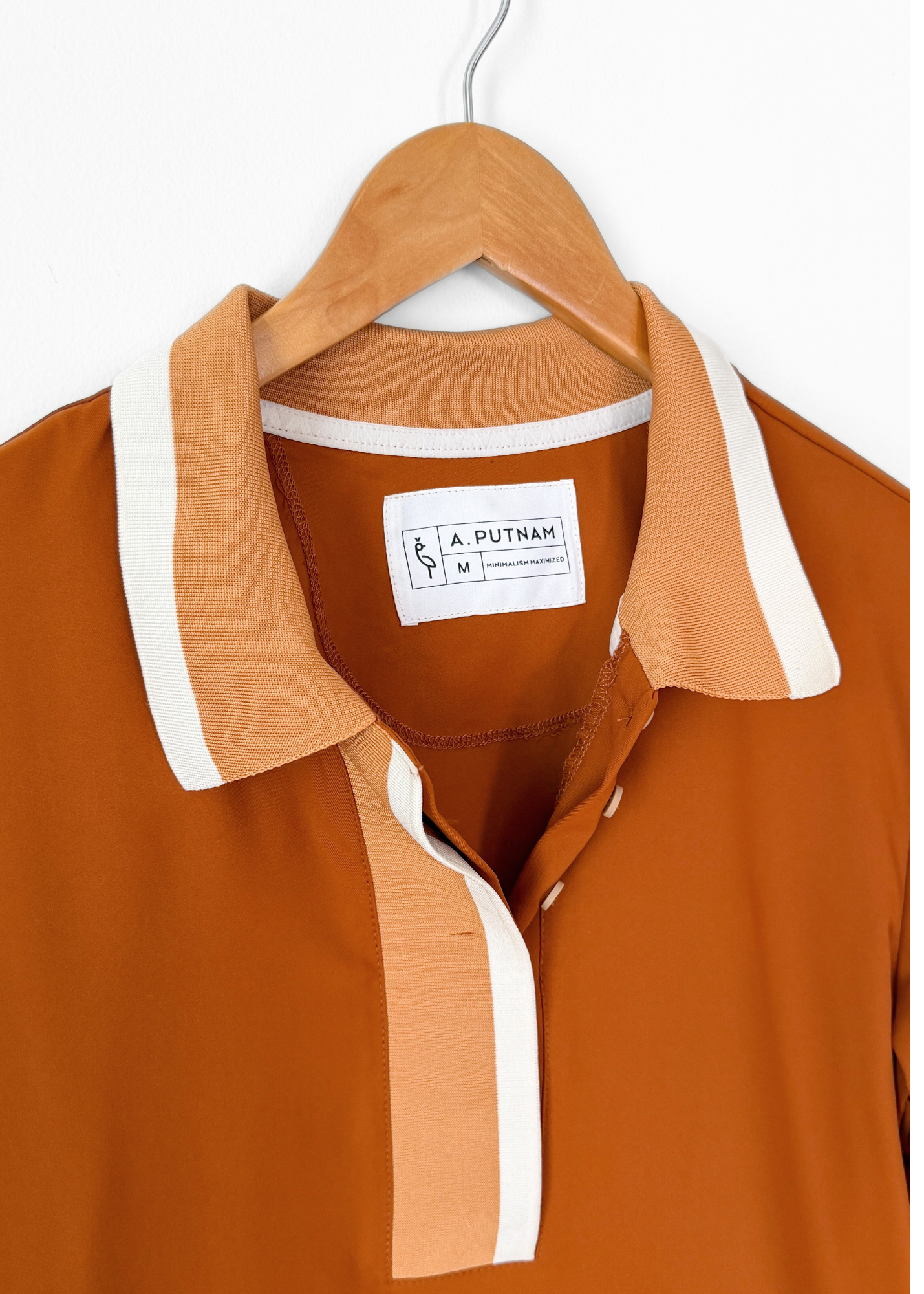 A. Putnam Long Sleeve Polo in Terra Orange Brown (M)