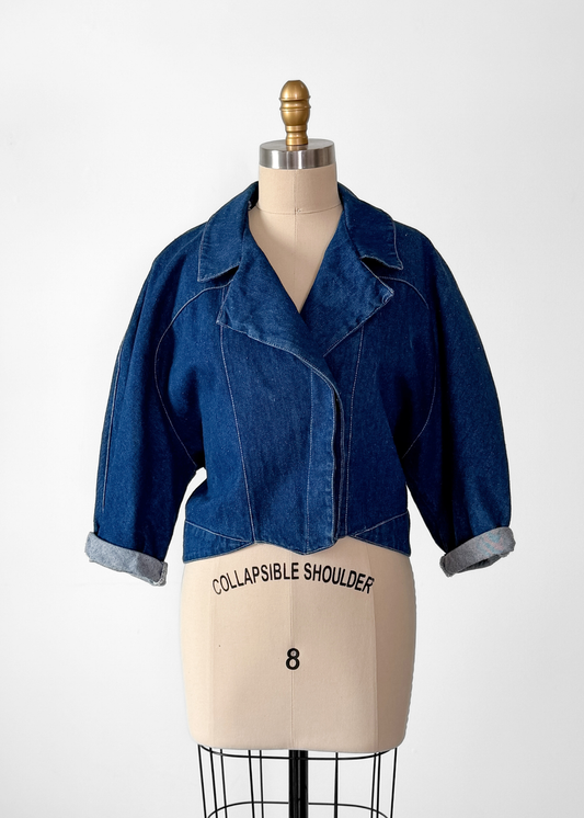Vintage 80s IXS Clothing Indigo Denim Cotton Jacket made in Mexico (M)