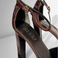1996 Gucci by Tom Ford Brown Pony Hair Ankle Strap Square Toe Platform Heels (39)