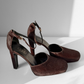 1996 Gucci by Tom Ford Brown Pony Hair Ankle Strap Square Toe Platform Heels (39)