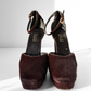 1996 Gucci by Tom Ford Brown Pony Hair Ankle Strap Square Toe Platform Heels (39)