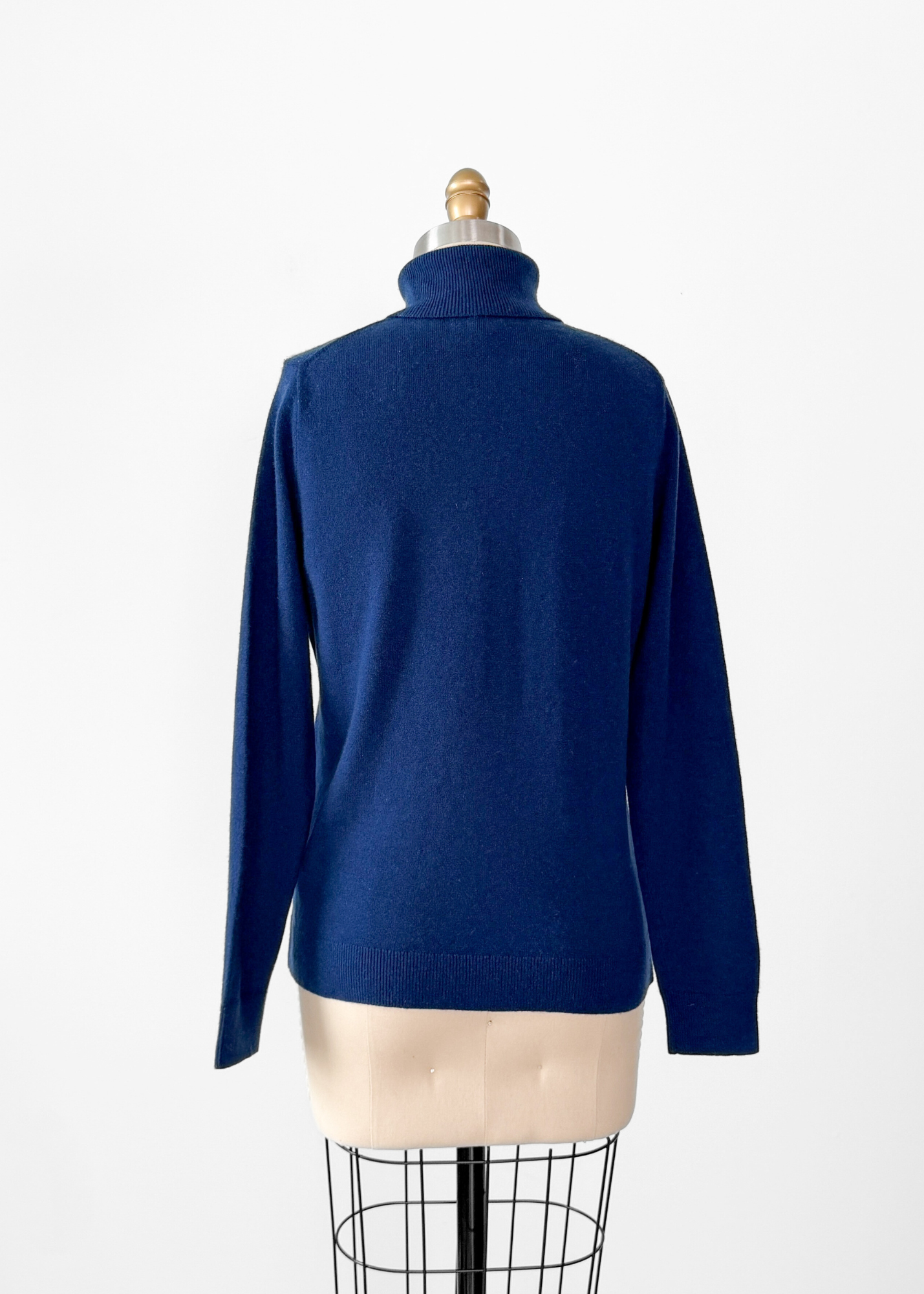Lands' End Navy Blue 100% Cashmere Turtleneck Sweater (M)
