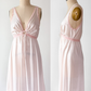 Vintage 80s Miss Elaine Light Pink Drawstring Nighty Lingerie Sleepwear