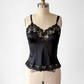 Vintage 80s Black Lace Rosette Lingerie Camisole Top (34 or S)