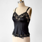 Vintage 80s Black Lace Rosette Lingerie Camisole Top (34 or S)