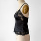 Vintage 80s Black Lace Rosette Lingerie Camisole Top (34 or S)