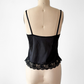 Vintage 80s Black Lace Rosette Lingerie Camisole Top (34 or S)