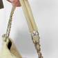 Vintage Chanel Ivory Quilted Caviar Leather Zip Expandable Purse
