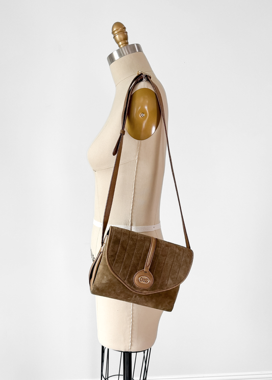 Vintage 70s Gucci Brown Suede Purse