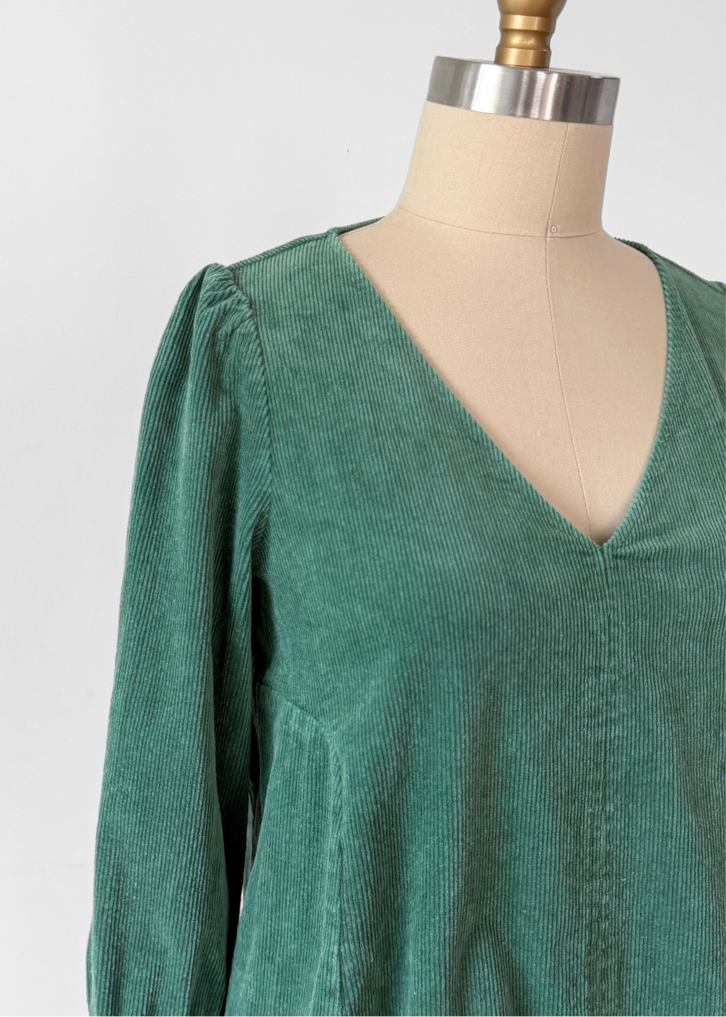 Tuckernuck Sea Sage Green Corduroy Babydoll Top (S)