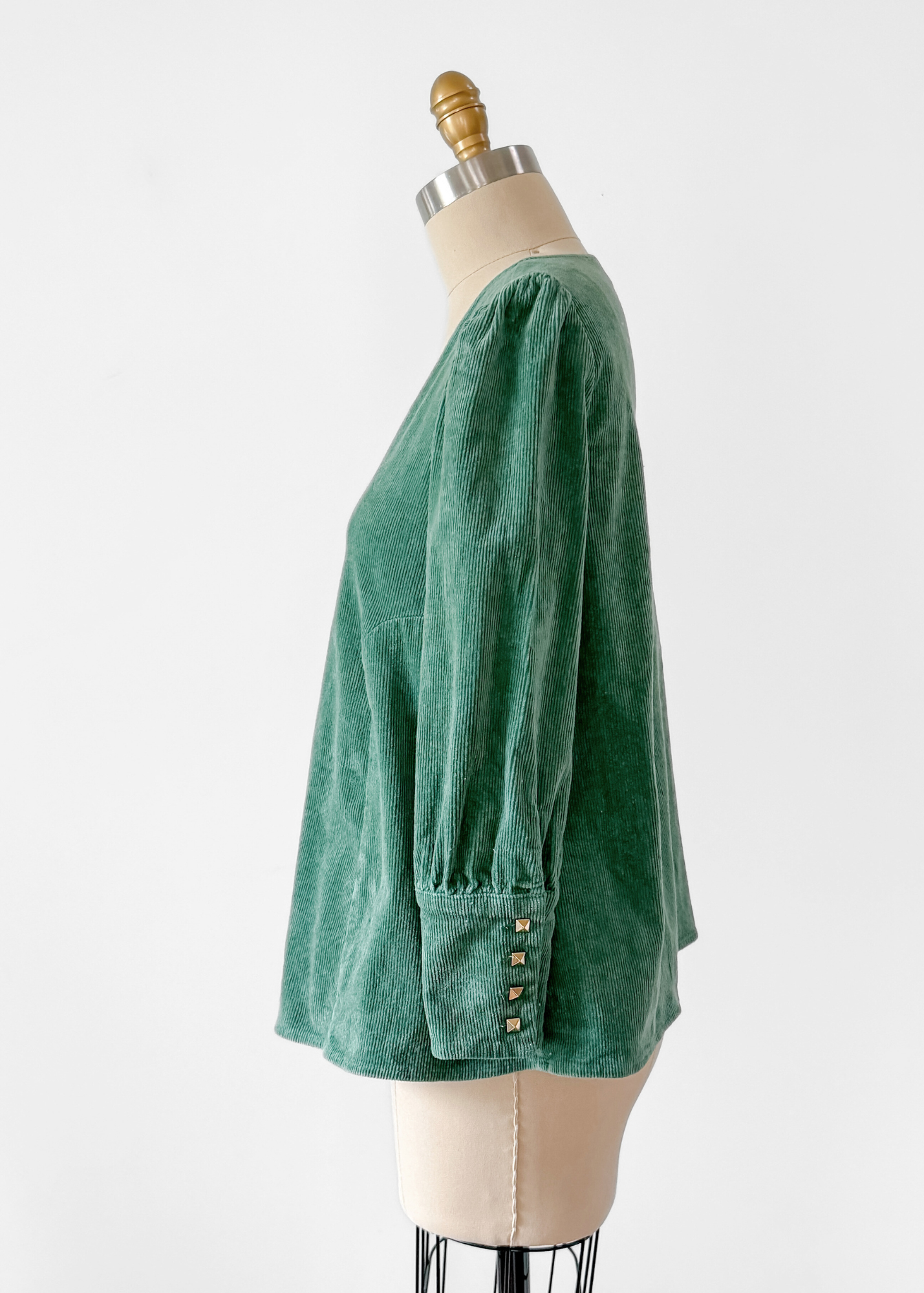 Tuckernuck Sea Sage Green Corduroy Babydoll Top (S)