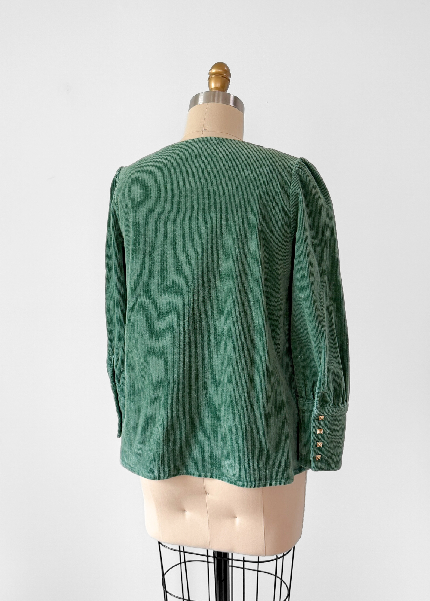 Tuckernuck Sea Sage Green Corduroy Babydoll Top (S)