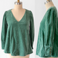 Tuckernuck Sea Sage Green Corduroy Babydoll Top (S)