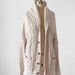 J.Crew Men's Cream Beige Cotton Fisherman Shawl Collar Button Cardigan Sweater (L)