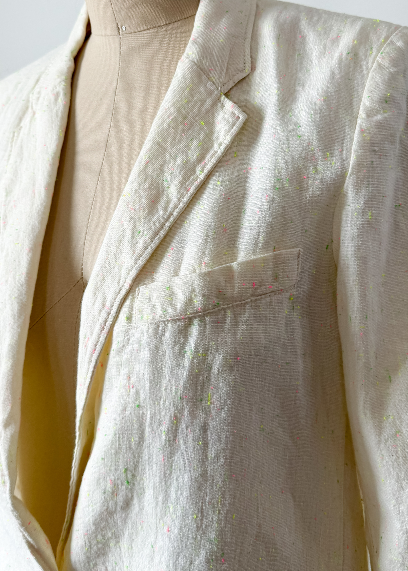 Forte_forte Linen Confetti Speckled Cream Blazer Jacket