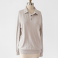 Quince Men's Mongolian Cashmere Knit Polo Sweater Top in Heathered Cloud Beige