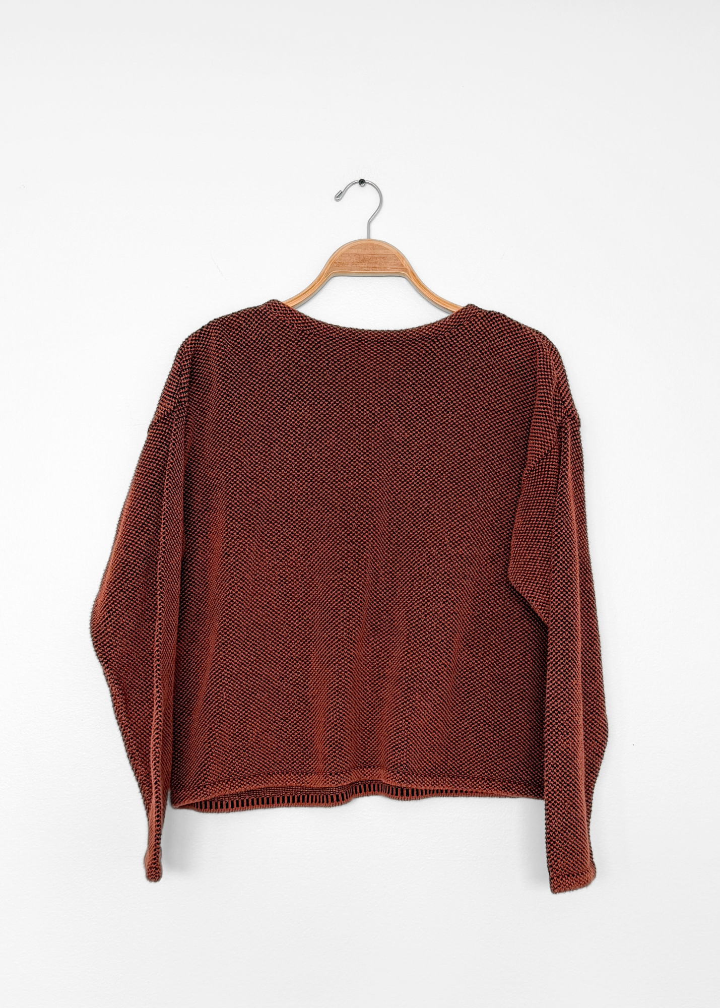 Chris Triola Rust Orange 100% Cotton Textured Hand Made Boatneck Top (M)