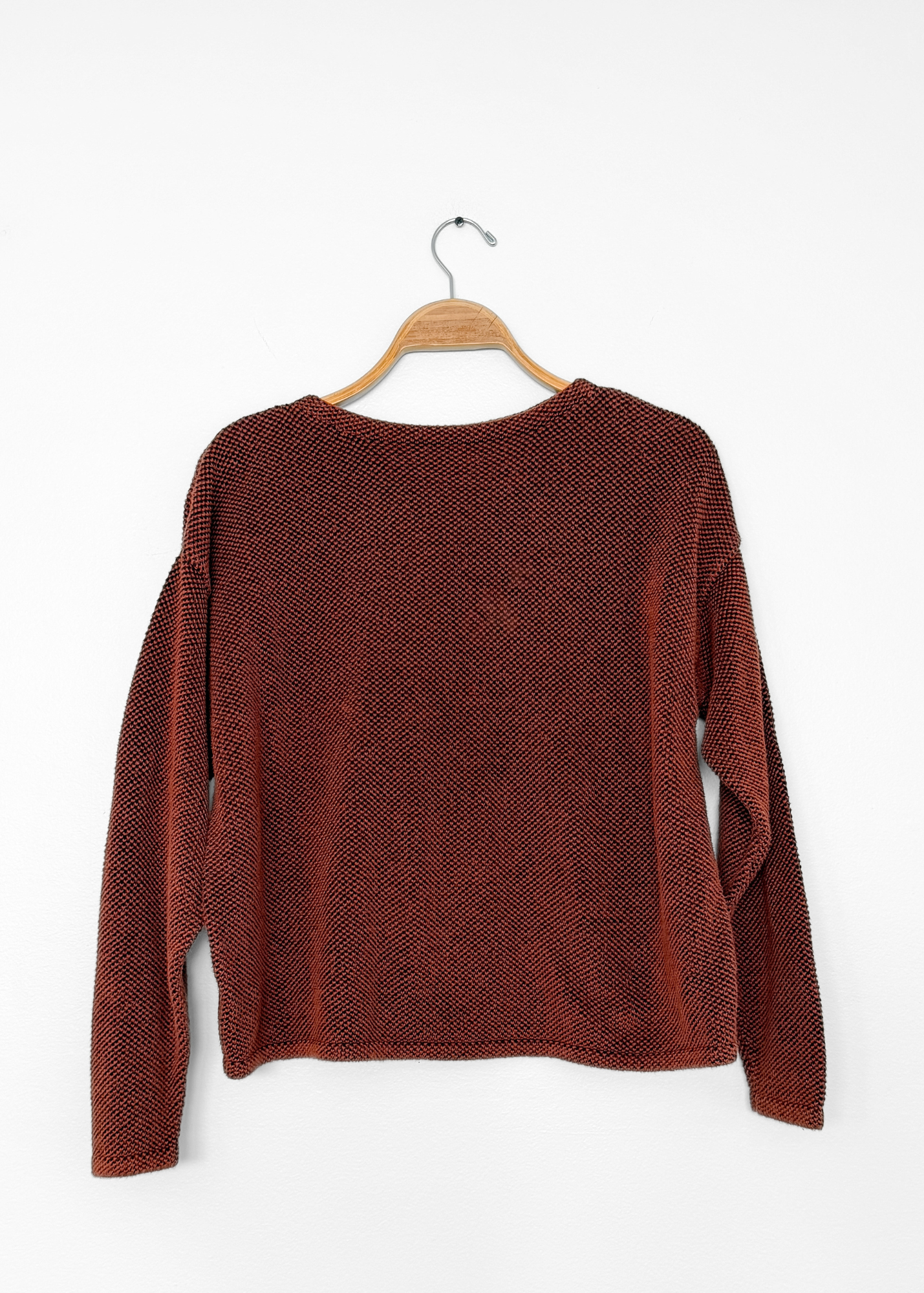 Chris Triola Rust Orange 100% Cotton Textured Hand Made Boatneck Top (M)