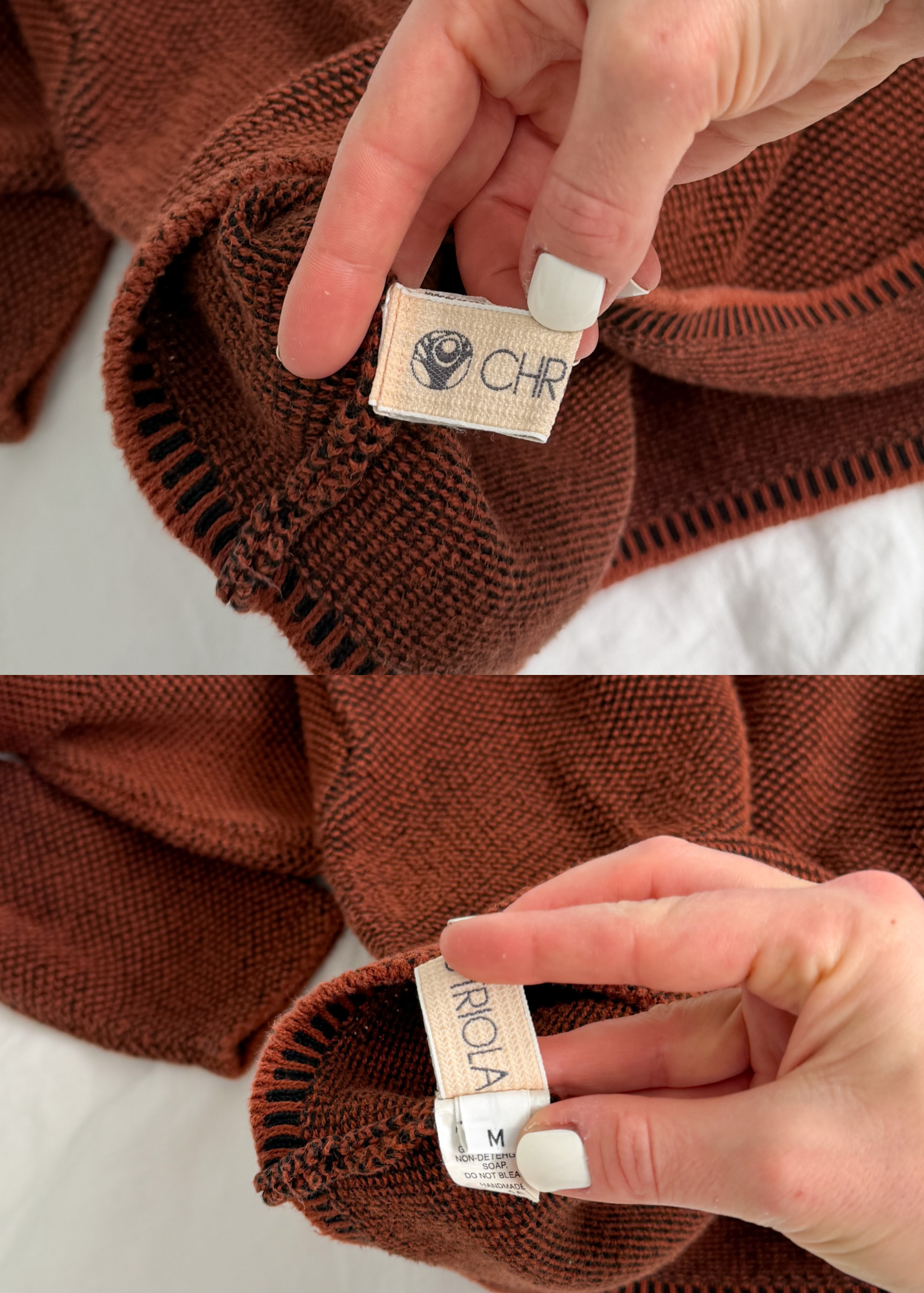 Chris Triola Rust Orange 100% Cotton Textured Hand Made Boatneck Top (M)