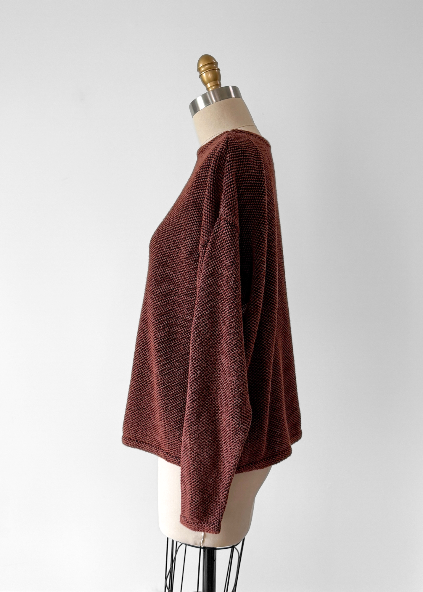 Chris Triola Rust Orange 100% Cotton Textured Hand Made Boatneck Top (M)