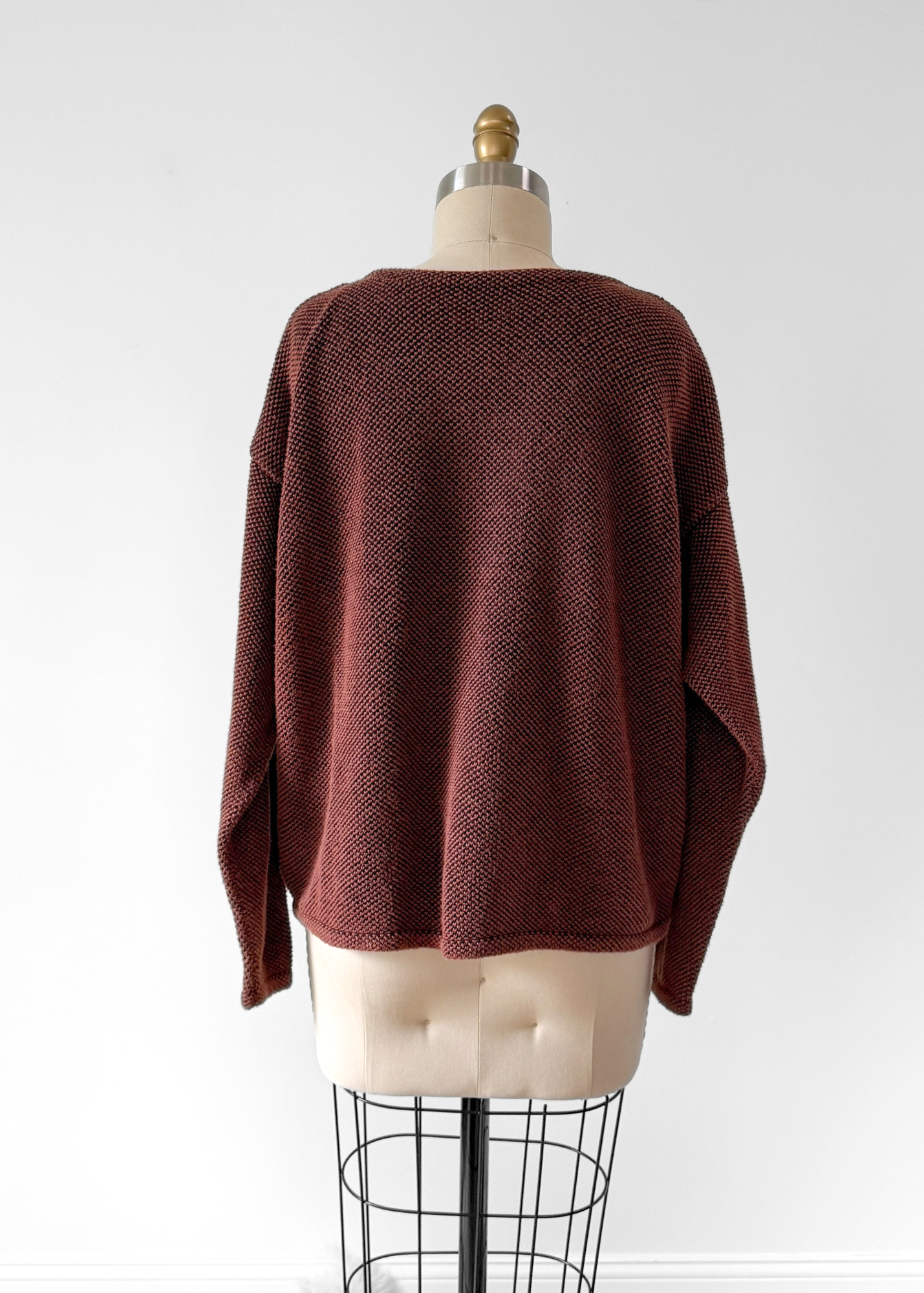 Chris Triola Rust Orange 100% Cotton Textured Hand Made Boatneck Top (M)