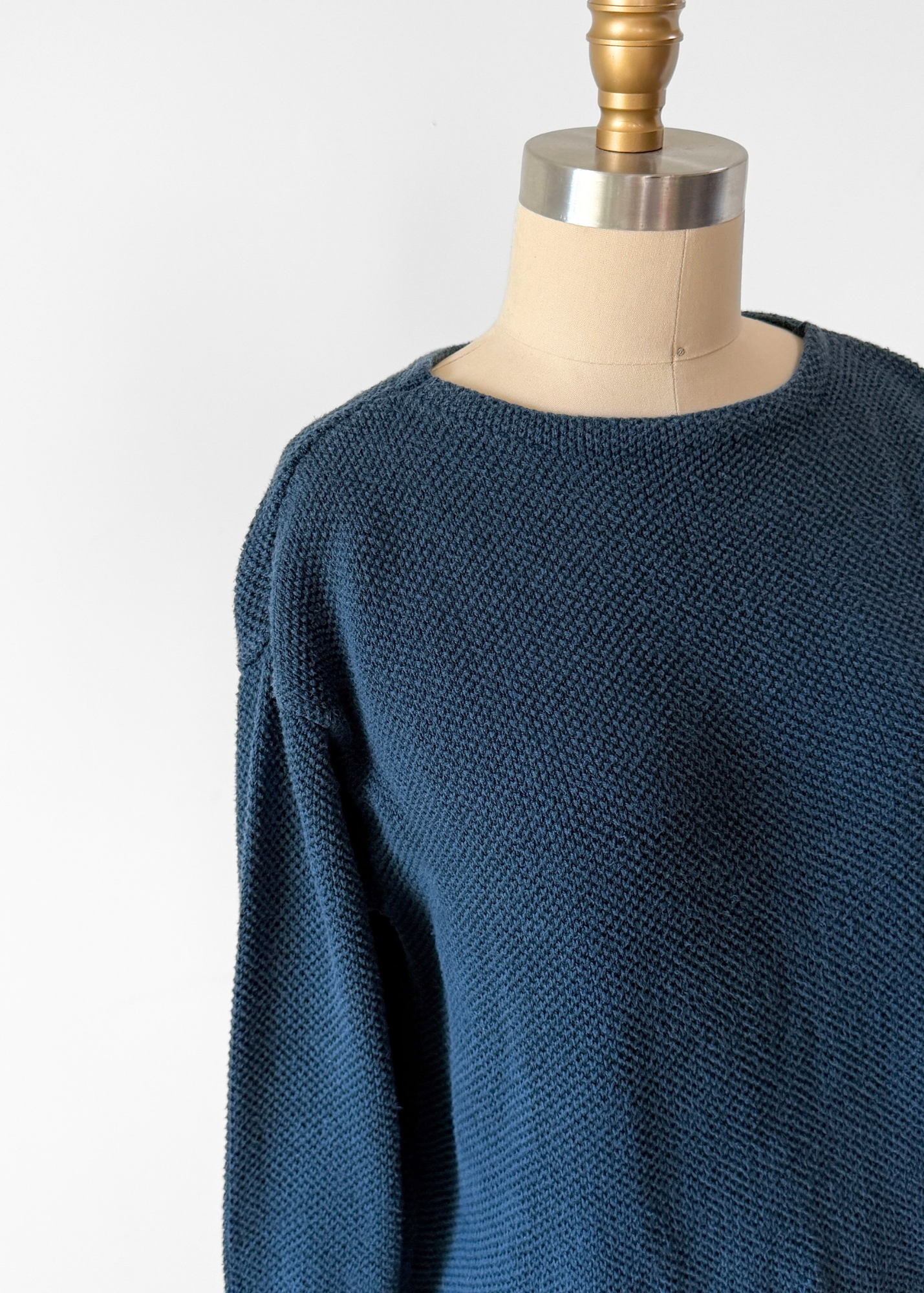 Chris Triola Teal Blue 100% Cotton Textured Boatneck Hand Made Top (S)