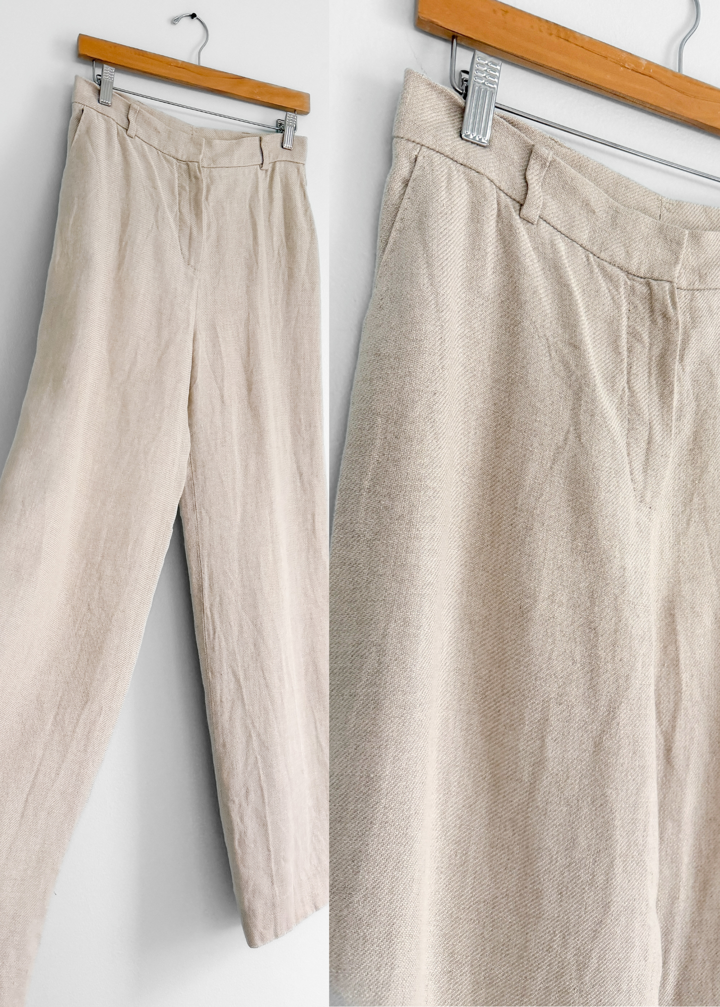 Max Mara Italian Pure Linen Wide Leg Trousers Minimalist Coastal Chic (US 12)