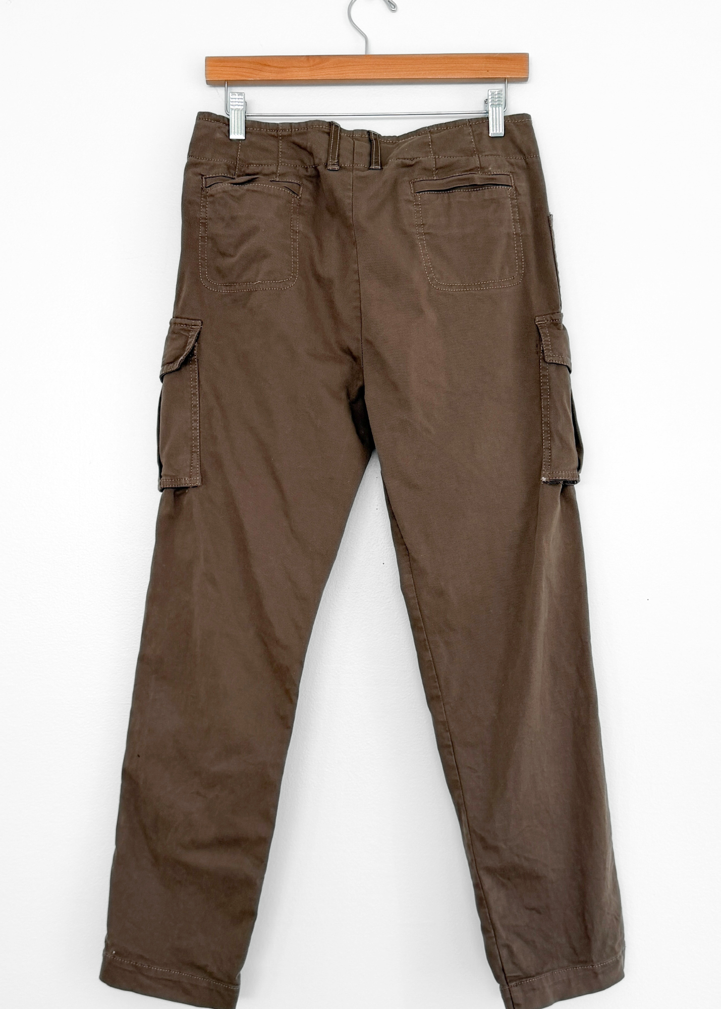 Max Mara Weekend FIT W11 Slim Fit Cargo Pants Olive Brown Cotton Womens (US 10)