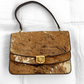 Vintage Calf Pony Hair Top Handle Brown Leather Handbag | Mid-Century Made in Mexico Purse