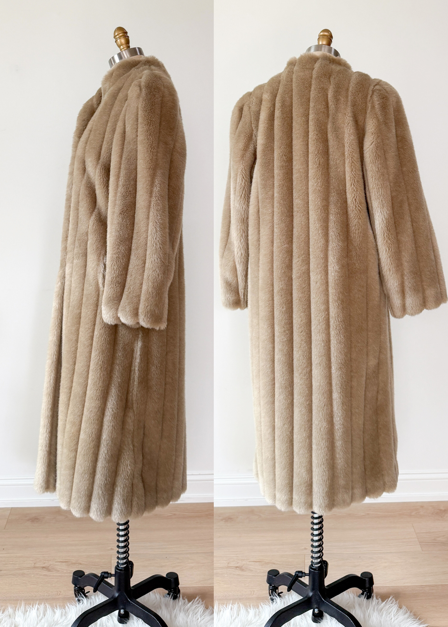NEW Avec Tu Vintage  Faux Fur Blonde Coat Long Swing Princess Coat USA Union Made
