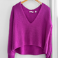 A.L.C. Melanie Orchid Purple Wool V-Neck Cropped Sweater