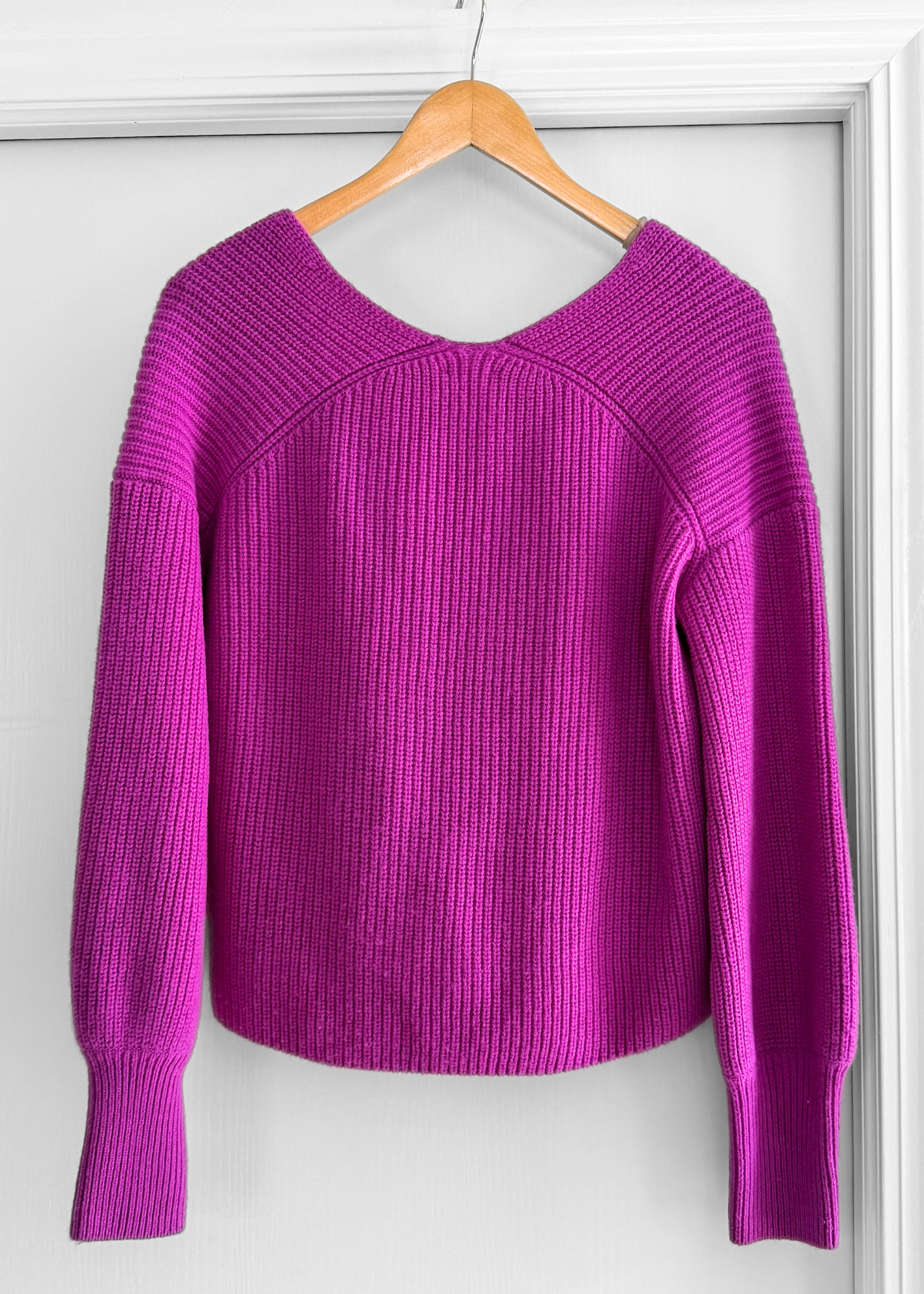 A.L.C. Melanie Orchid Purple Wool V-Neck Cropped Sweater